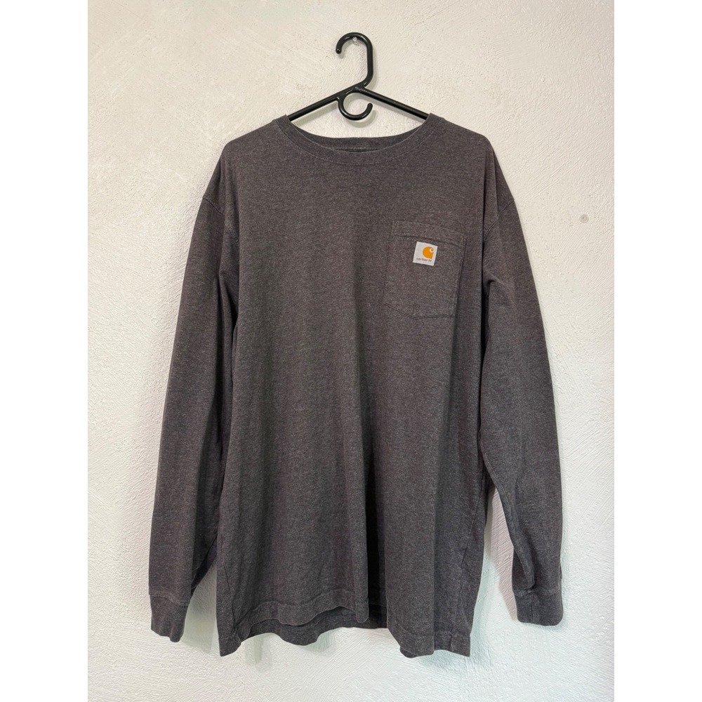 Carhartt Long Sleeve Dark Grey Original Fit Men XL Work Shirt Rugged LOGO